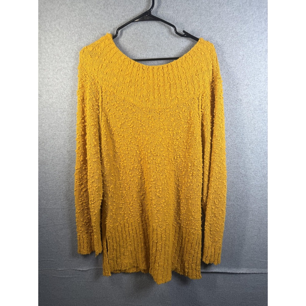 Vintage Anne Pinkerton Sweater Womens Medium Yellow Textured Knit Tunic Top